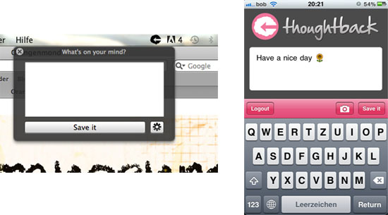 Thoughtback: Menüleiste und iPhone