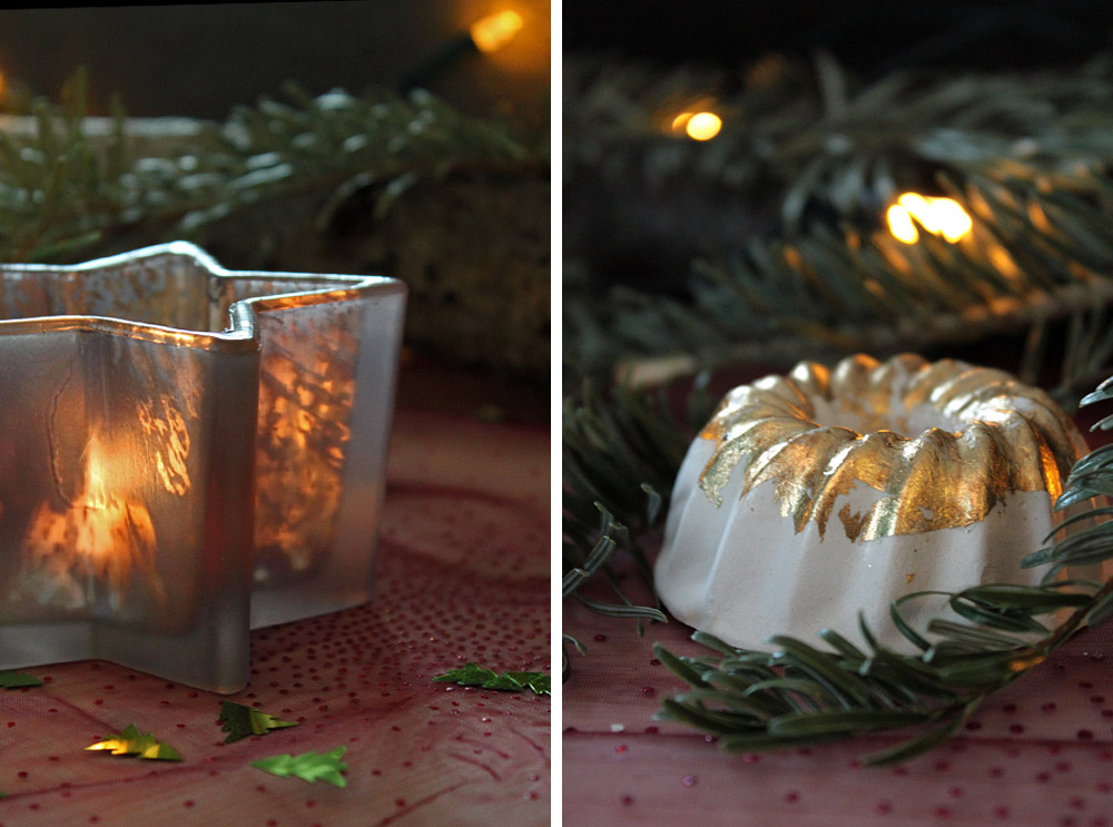 DiY Blattgold Gugelhupf aus Beton / DiY plaster bundt cake with gold leaf | orangenmond.at