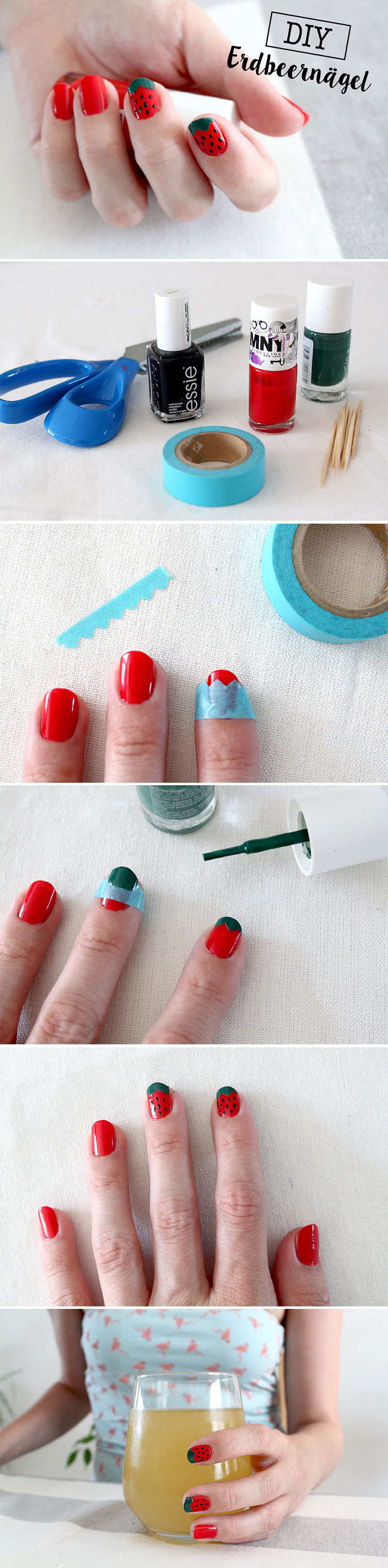 DiY: Erdbeernägel - Sommer auf den Nägeln: Easy Tutorial für ein sommerliches Nageldesign